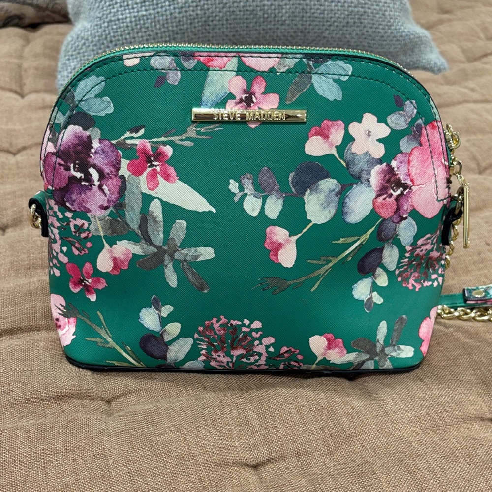 Steve Madden Teal and Pink Floral Crossbody Bag